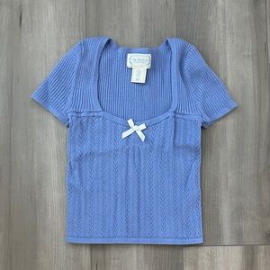 Knit Scoop Neck Crop Top with Bow